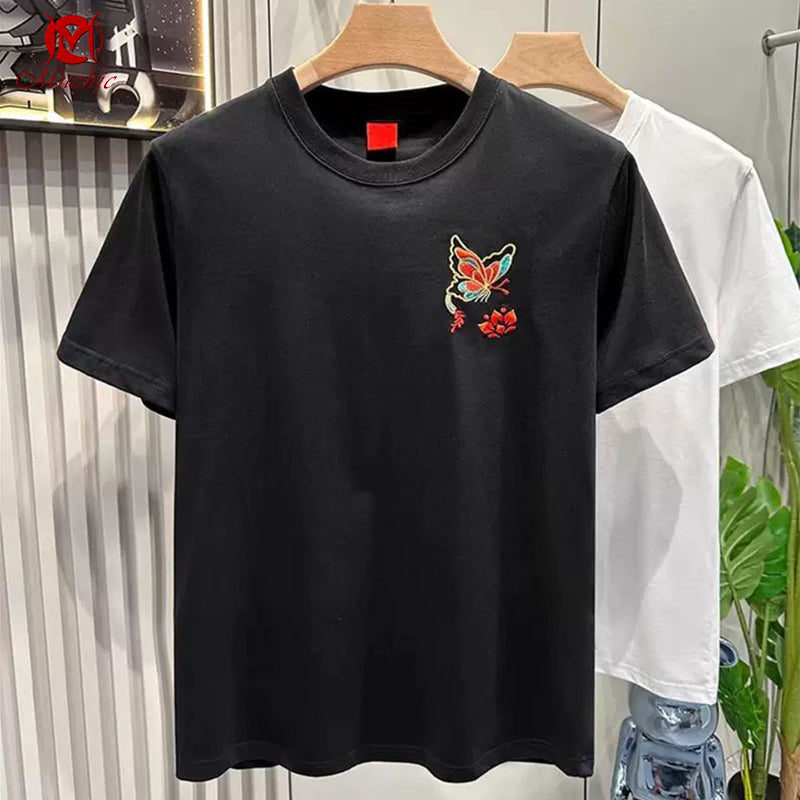 Unisex Intangible Cultural Heritage Butterfly Embroidery T-shirt(Hand Embroidered) (Duty Free)