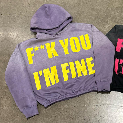 Muchic I'm Fine Casual Street Hoodie