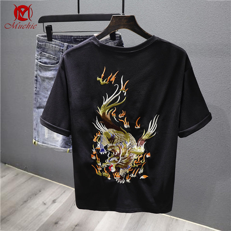 Unisex Intangible Cultural Heritage Qilin Embroidery T-shirt(Hand Embroidered) (Duty Free)