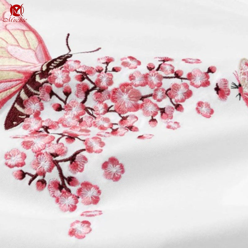 Unisex Intangible Cultural Heritage Butterfly Embroidery T-shirt(Hand Embroidered) (Duty Free)