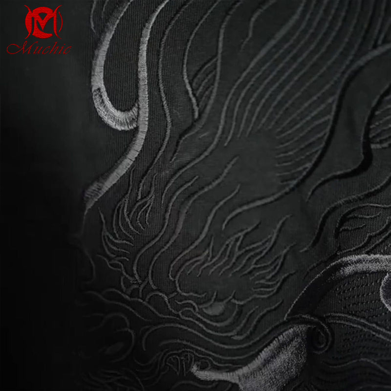 Unisex Intangible Cultural Heritage Dragon Embroidery T-shirt(Hand Embroidered) (Duty Free)