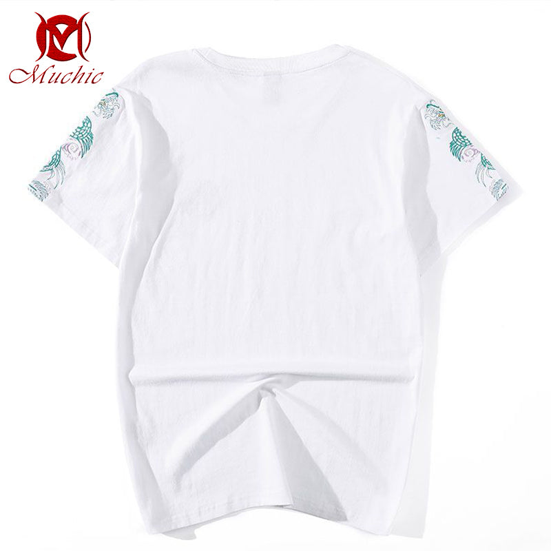 Unisex Intangible Cultural Heritag Dragon Embroidery T-shirt(Hand Embroidered) (Duty Free)