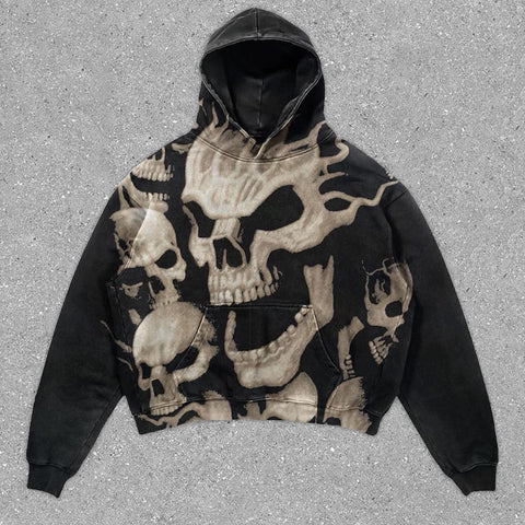 Muchic Statement Street Style Skull Print Long Sleeve Sweatshirt