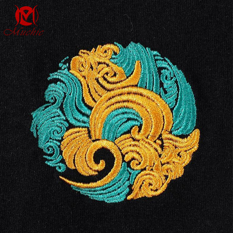 Unisex Intangible Cultural Heritag Dragon Embroidery T-shirt(Hand Embroidered) (Duty Free)