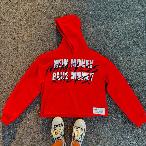 Muchic New Money Blue Money Print Long Sleeve Hoodies