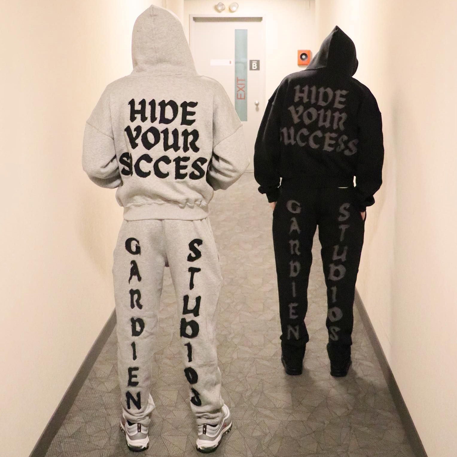 Muchic Hide Your Success Print Hoodie Sweatpants Two Piece Set