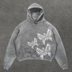 Muchic Butterfly Print Long Sleeve Hoodie