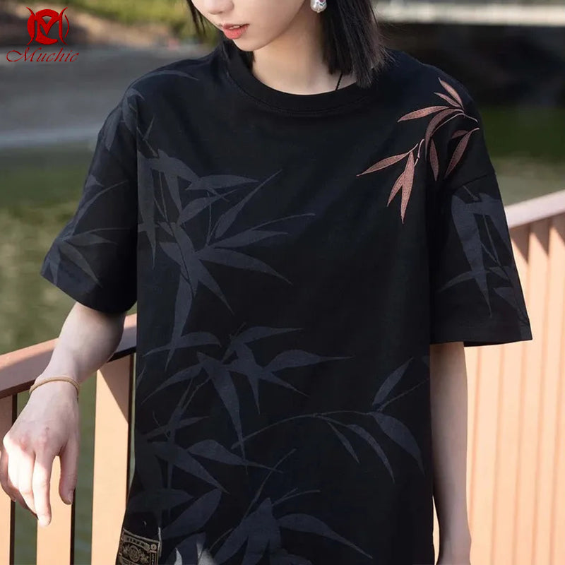 Unisex Intangible Cultural Heritage Bamboo Embroidery T-shirt(Hand Embroidered) (Duty Free)