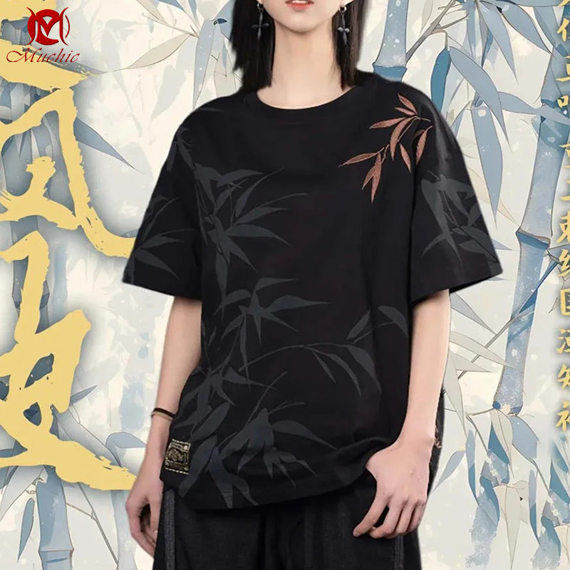 Unisex Intangible Cultural Heritage Bamboo Embroidery T-shirt(Hand Embroidered) (Duty Free)