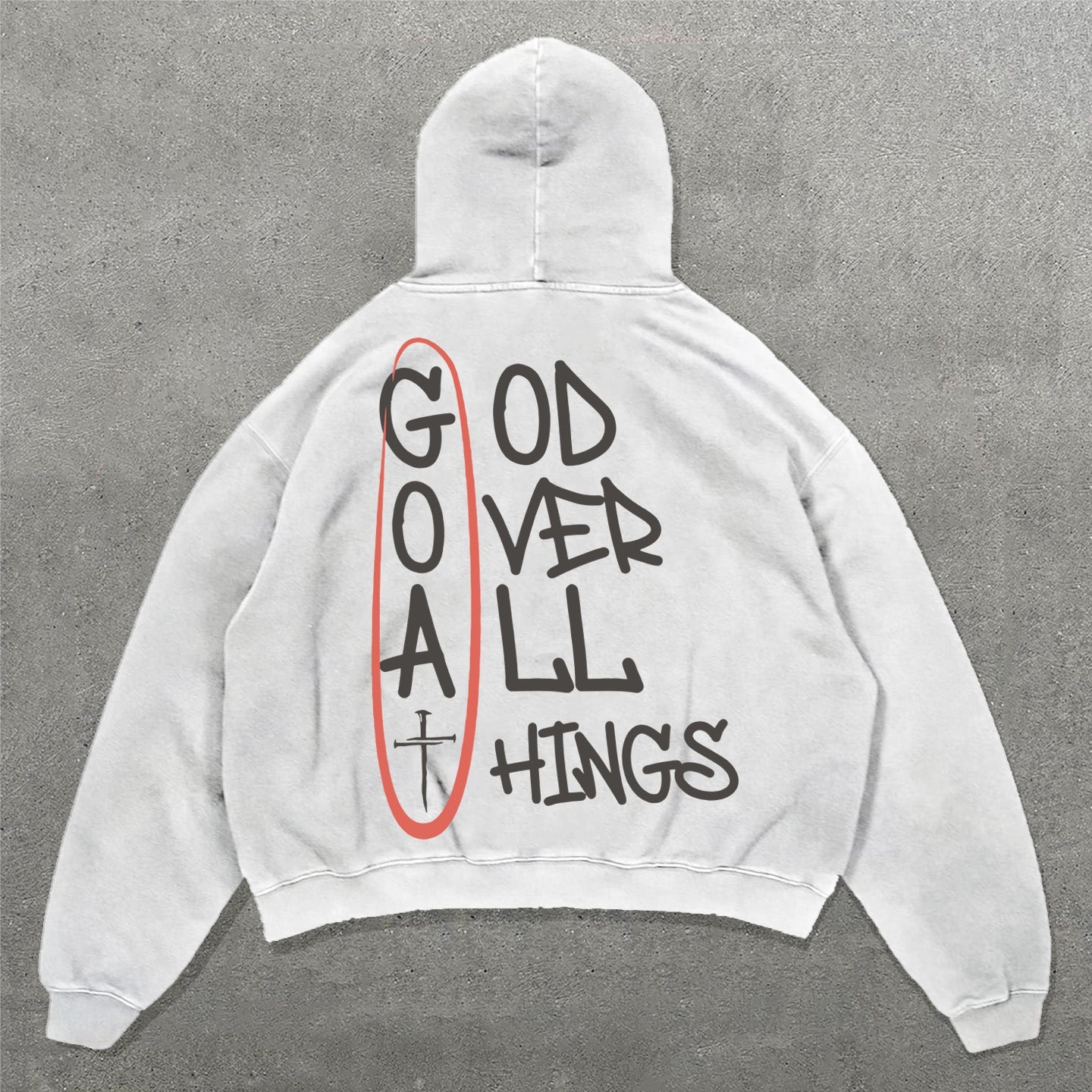 Muchic God Over All Things Print Long Sleeve Hoodies