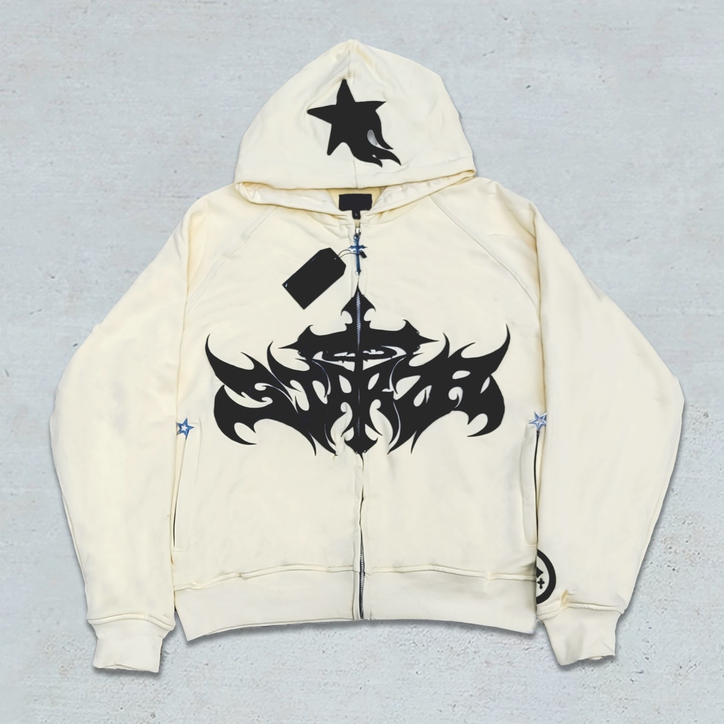 Muchic Street Style Print Zip-Up Hoodie