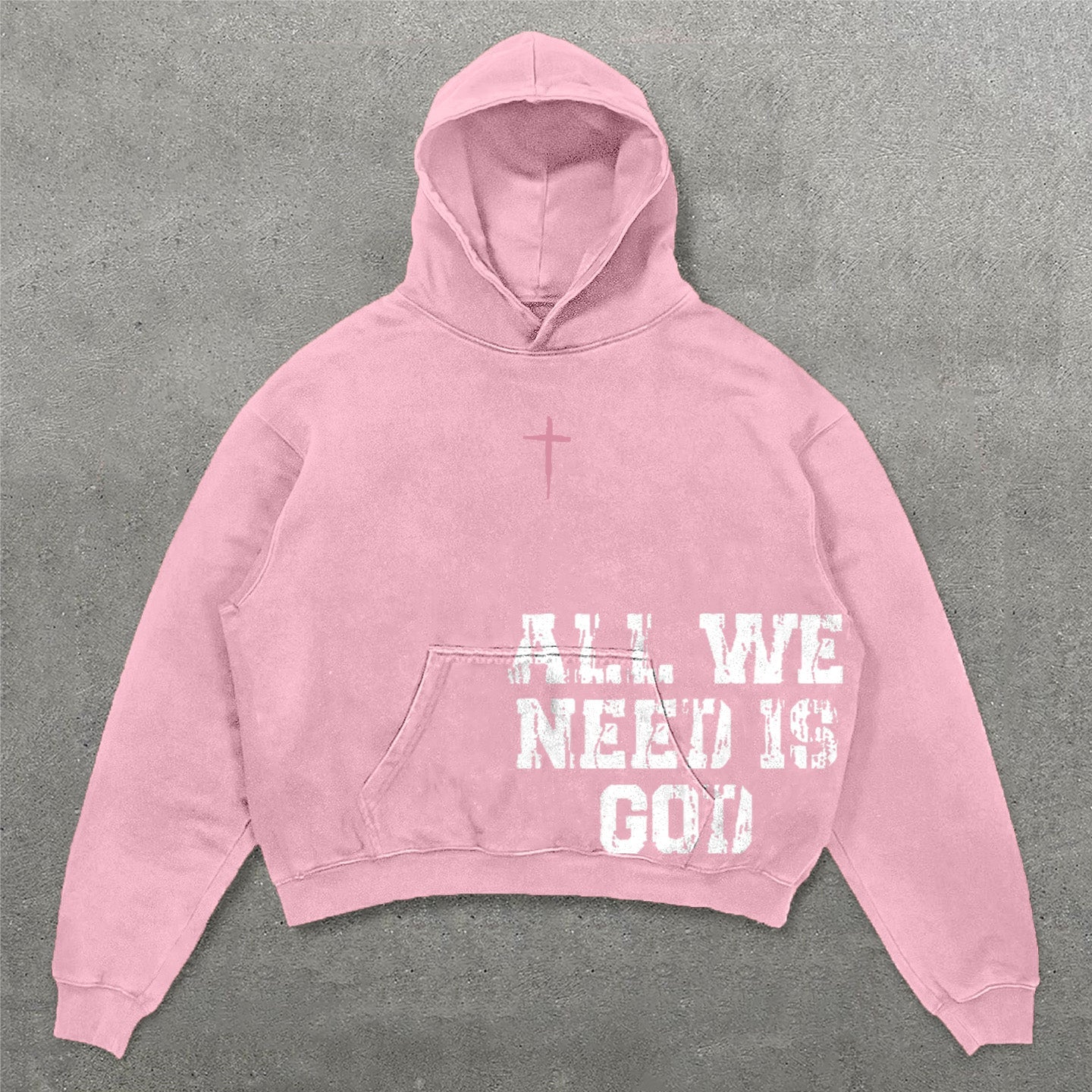 Muchic All We Need Is God Print Long Sleeve Hoodies