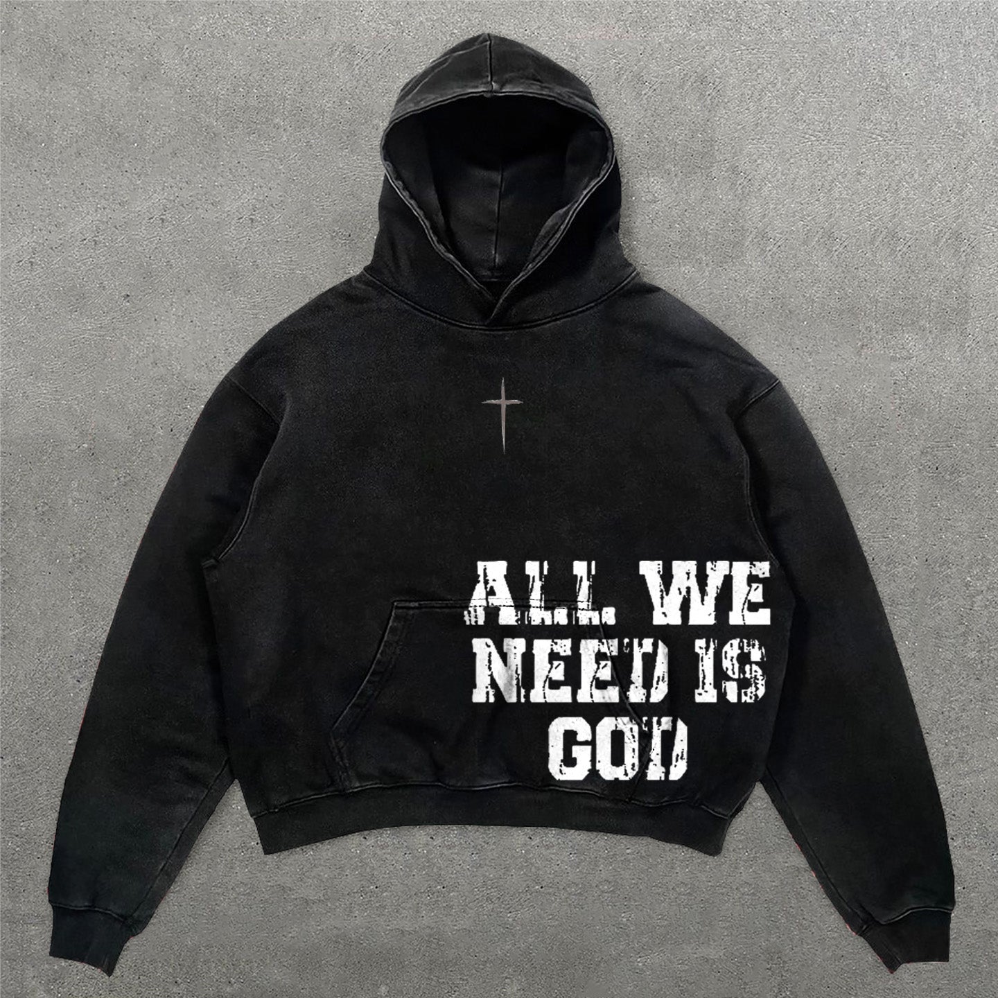 Muchic All We Need Is God Print Long Sleeve Hoodies