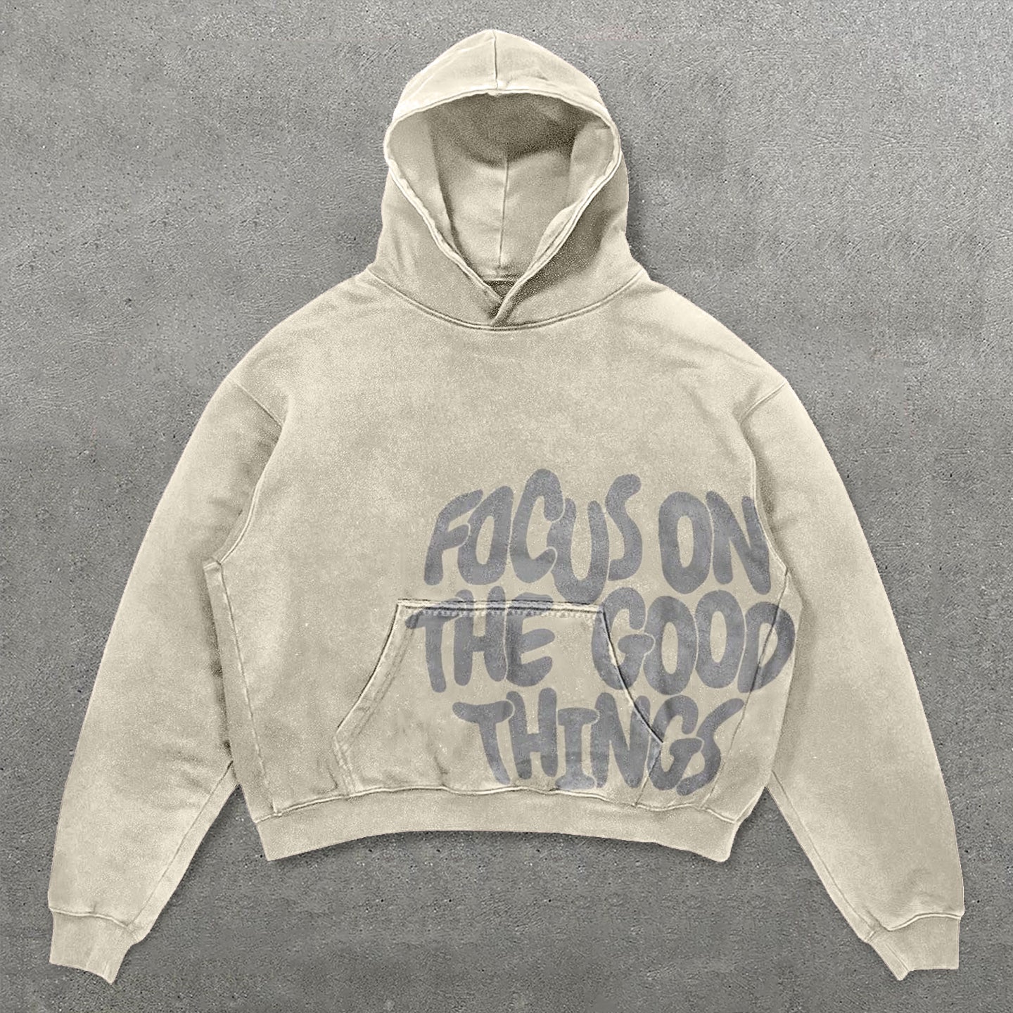 Muchic Focus On The Good Things Print Long Sleeve Hoodie