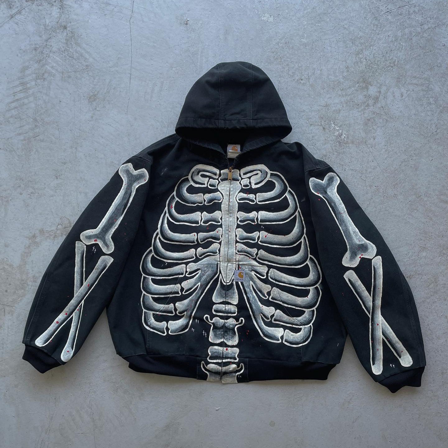 Street hand-painted skeleton zipper thickened jacket