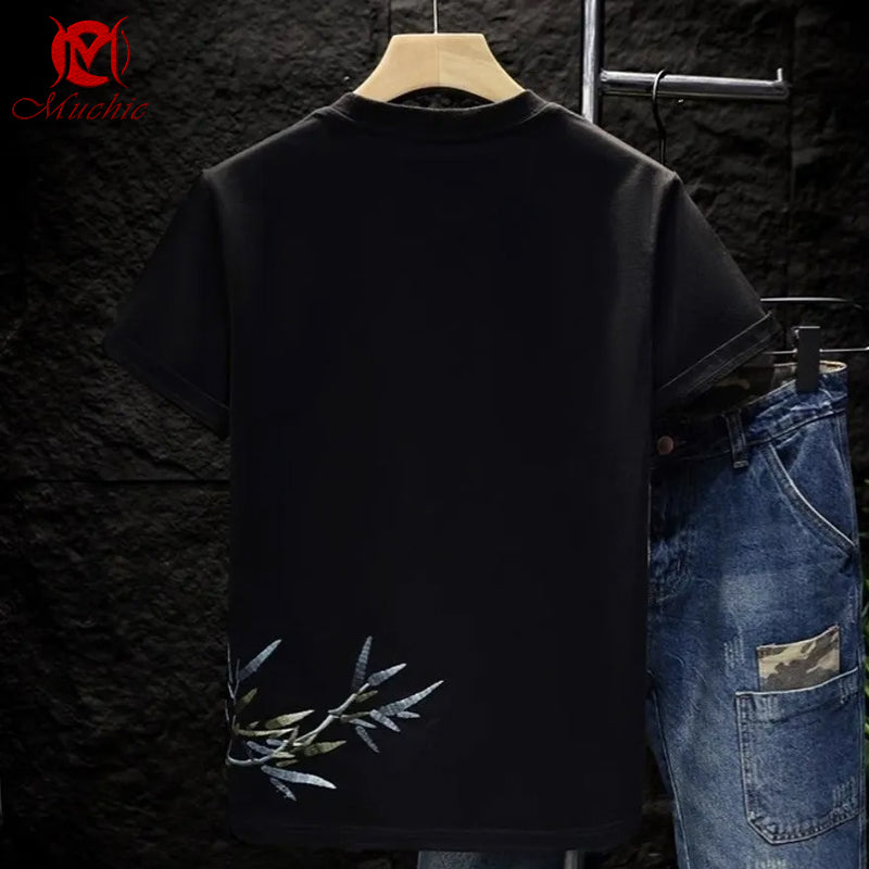 Unisex Intangible Cultural Heritag Bamboo Embroidery T-shirt(Hand Embroidered) (Duty Free)