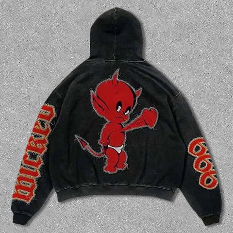 Muchic Devil print hoodie