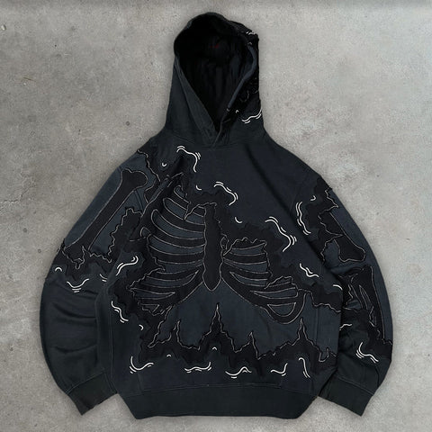 Muchic Black Skull Casual Street Hoodie