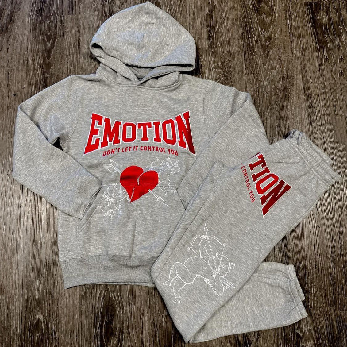 Muchic Emotion Print Hoodie Sweatpants Two Piece Set