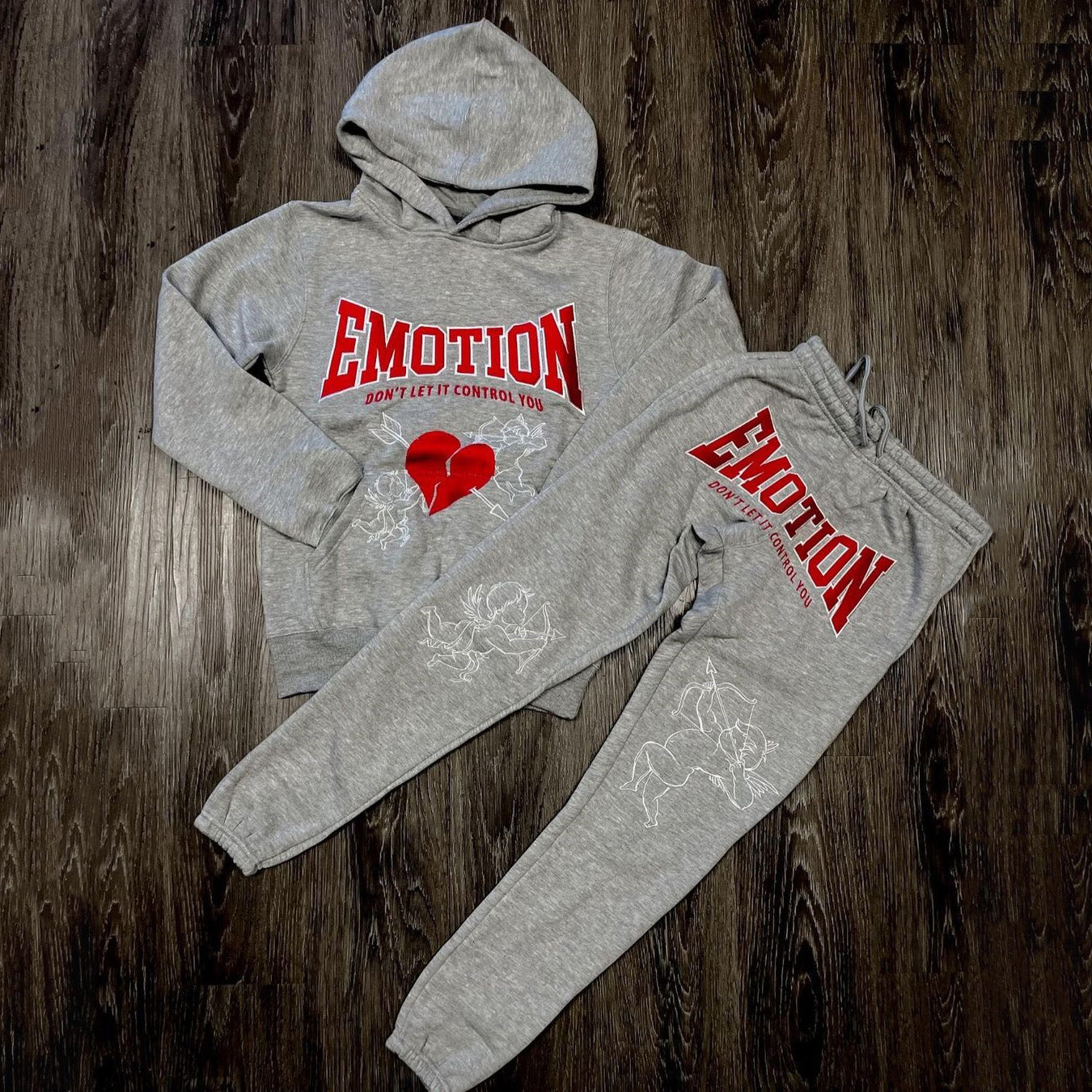 Muchic Emotion Print Hoodie Sweatpants Two Piece Set