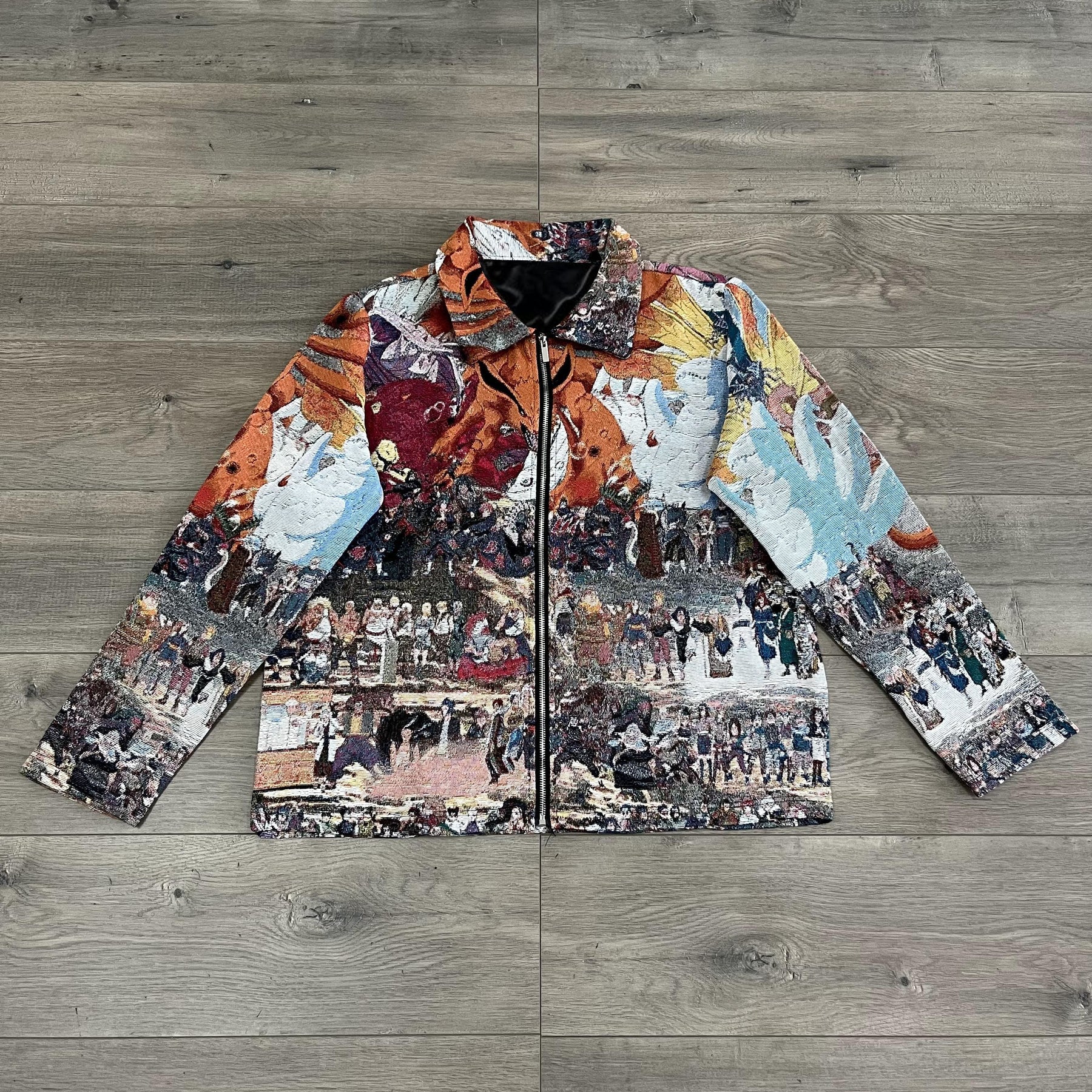 Fashion Anime Print Zipped Jacket