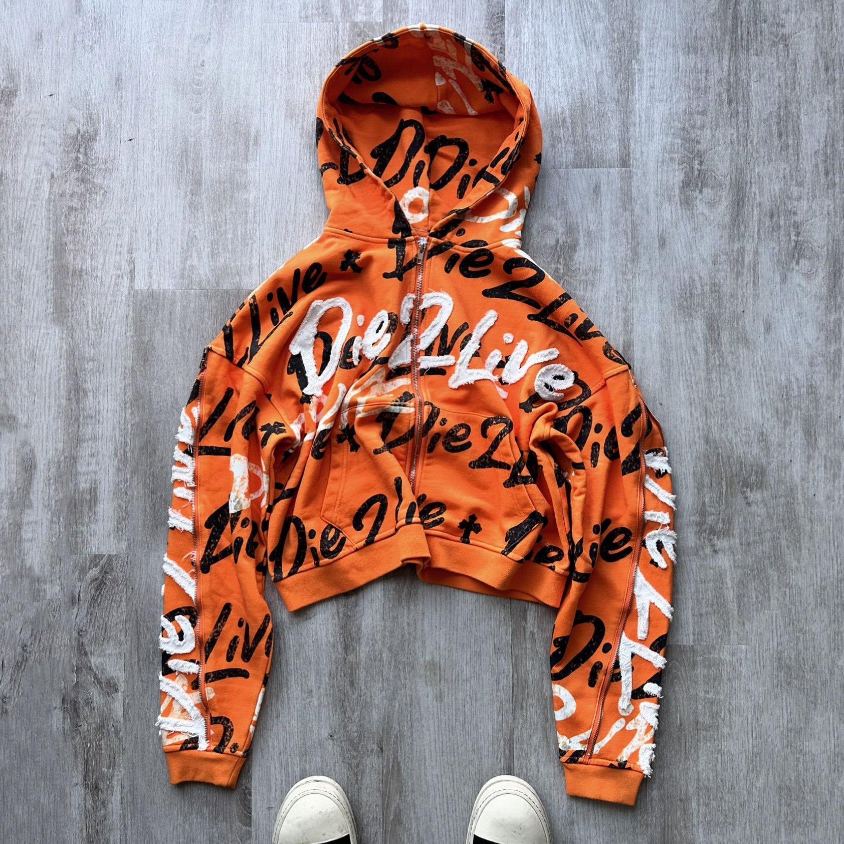 Muchic Dead and Live Casual Street Graffiti Zip-Up Hoodie