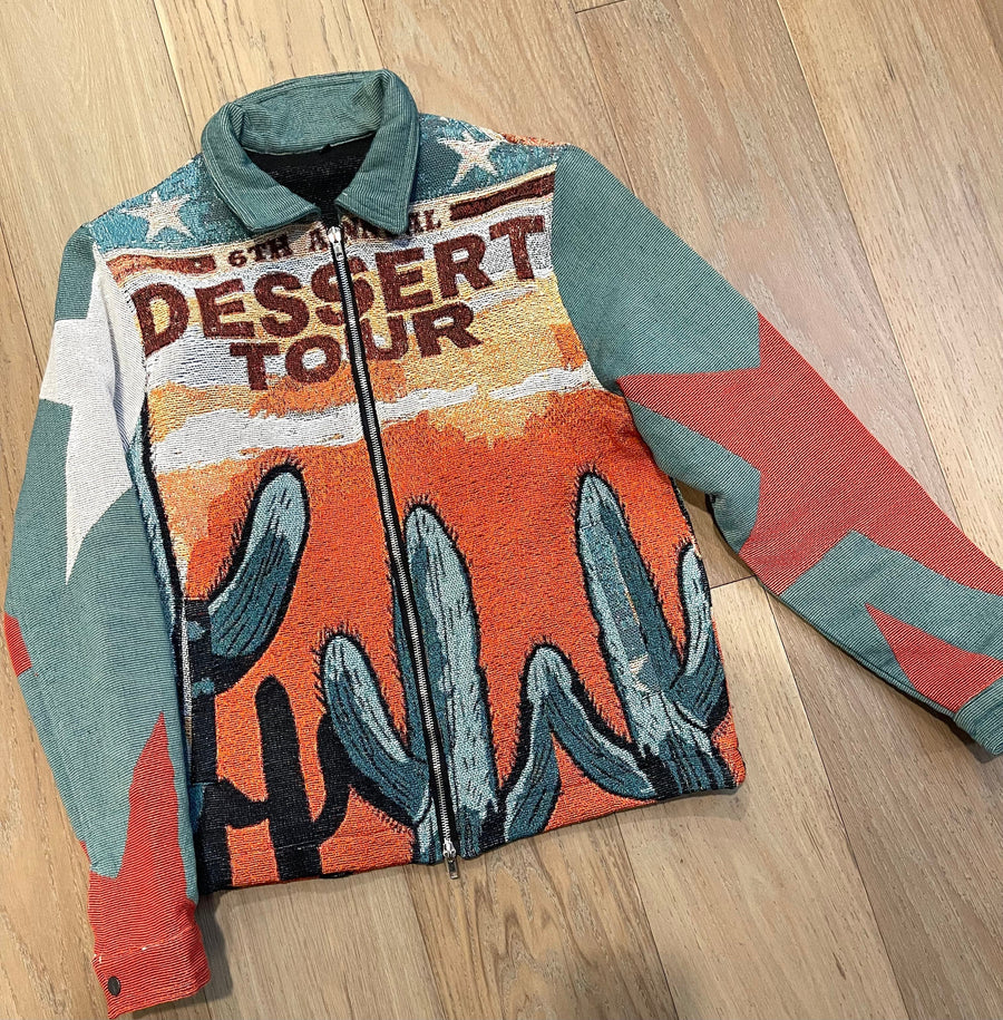 Desert Journey Tapestry Lapel Zip-Up Jacket