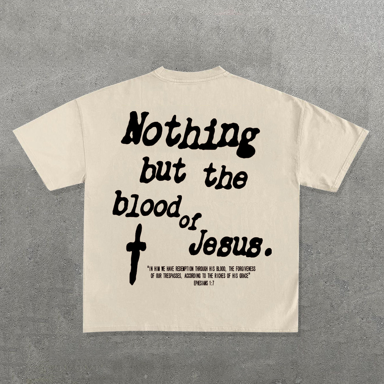 Muchic Nothing But The Blood Of Jesus Print Short Sleeve T-Shirt