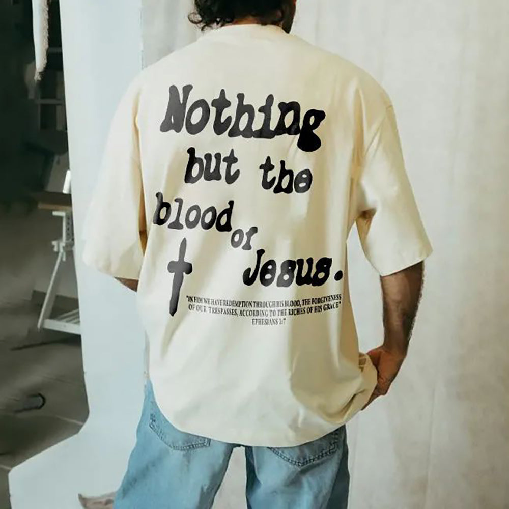 Muchic Nothing But The Blood Of Jesus Print Short Sleeve T-Shirt