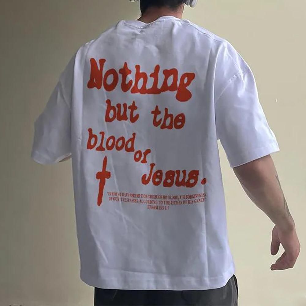 Muchic Nothing But The Blood Of Jesus Print Short Sleeve T-Shirt