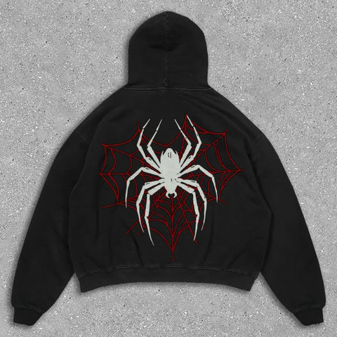 Muchic Stylish Solid Color Spider Hoodie