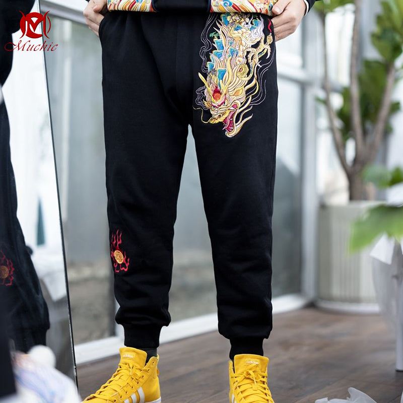 Unisex Intangible Cultural Heritage Dragon Embroidery Pants(Hand Embroidered) (Duty Free)