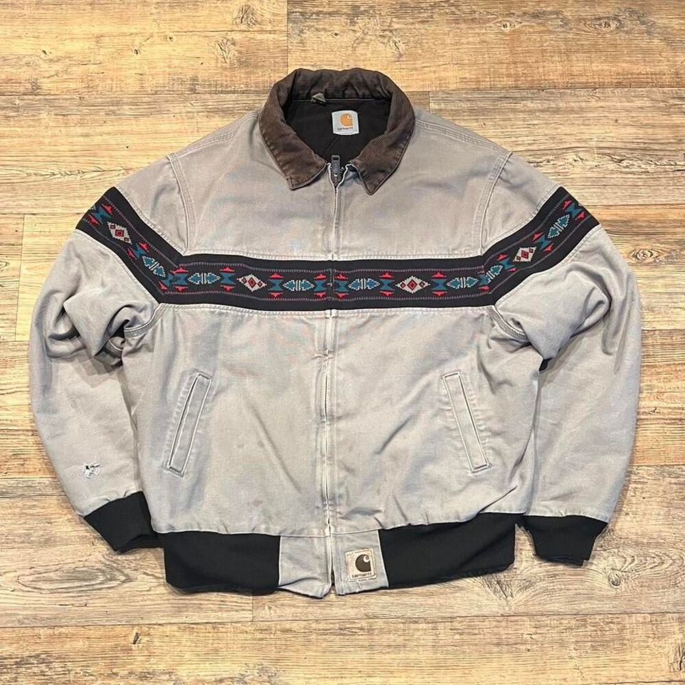 Tribal retro long sleeve lined zip-up jacket