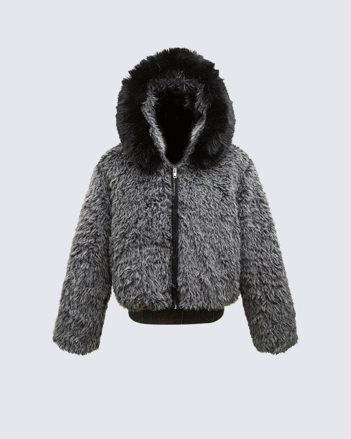 Muchic Unisex Faux Shearling Hooded Short Coat