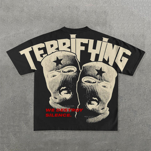 Muchic Terrifying Print Short Sleeve T-Shirt