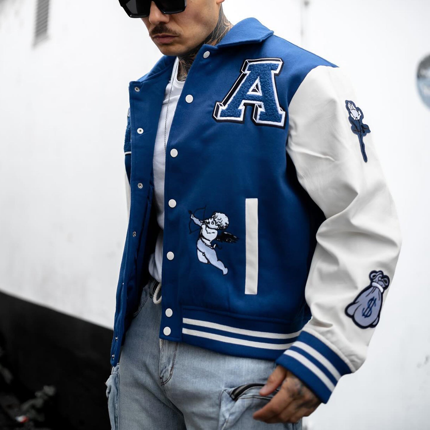 Muchic Los Angeles Angels Casual Street Patchwork Baseball Jacket Coats & Jackets