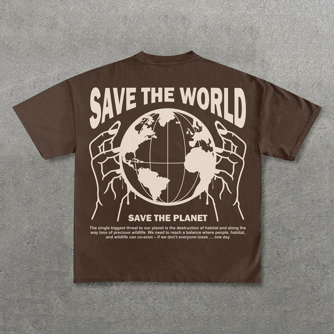 Muchic Save The World Print Short Sleeve T-Shirt