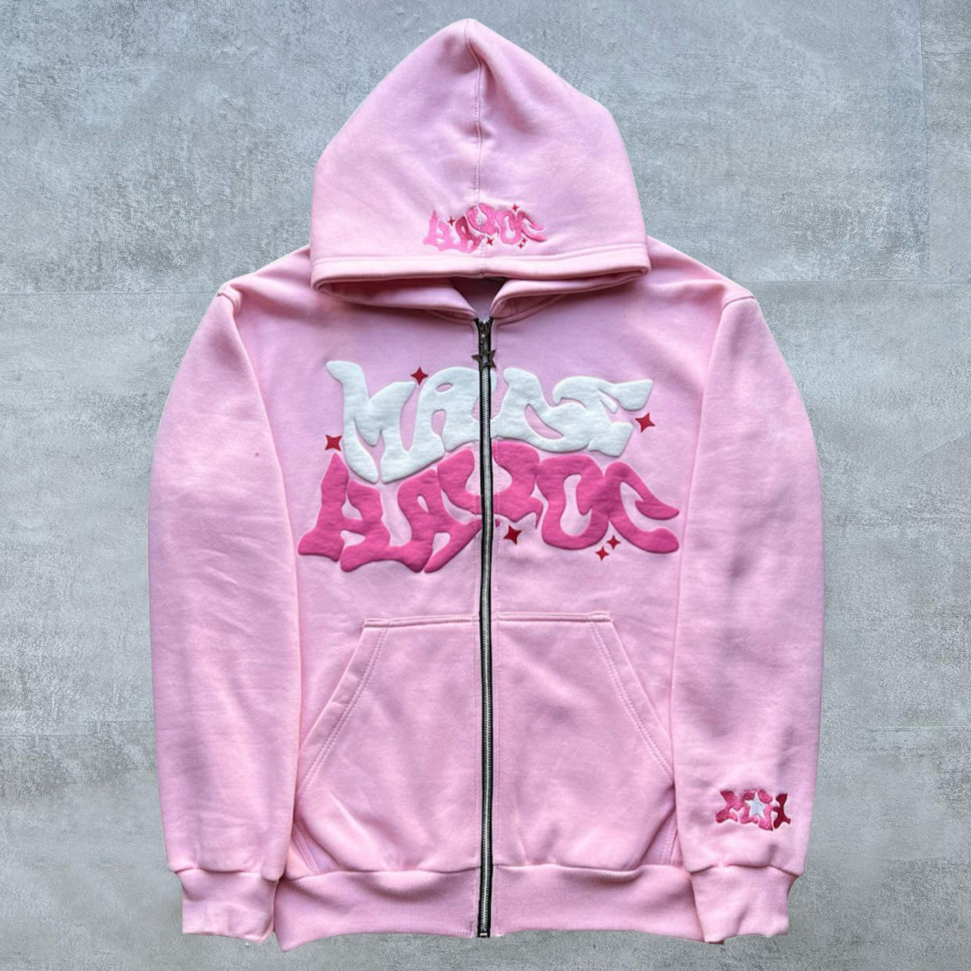 Muchic Personalized Vintage Zip Print Hoodie