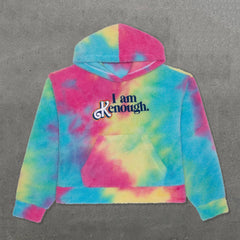 Muchic I Am Kenough Tie-dye Print Hoodie