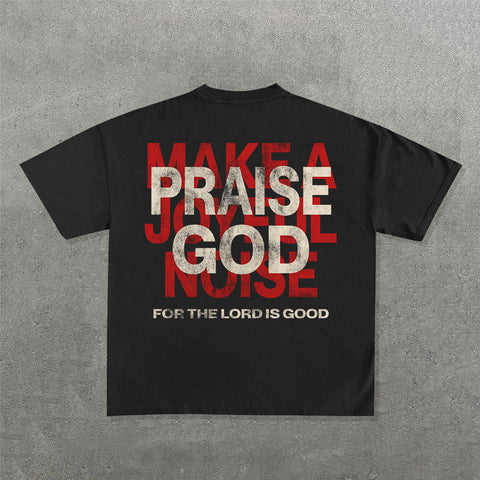 Muchic Praise God Print Short Sleeve T-Shirt