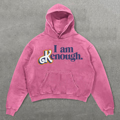 Muchic I Am Kenough Print Long Sleeve Hoodie