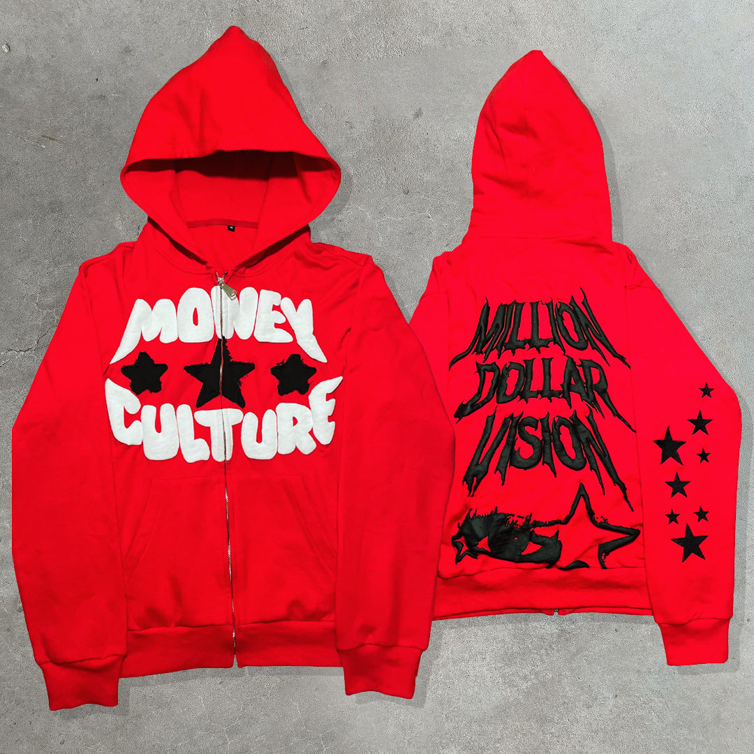 Muchic Millioim dollar vision casual street zip hoodie