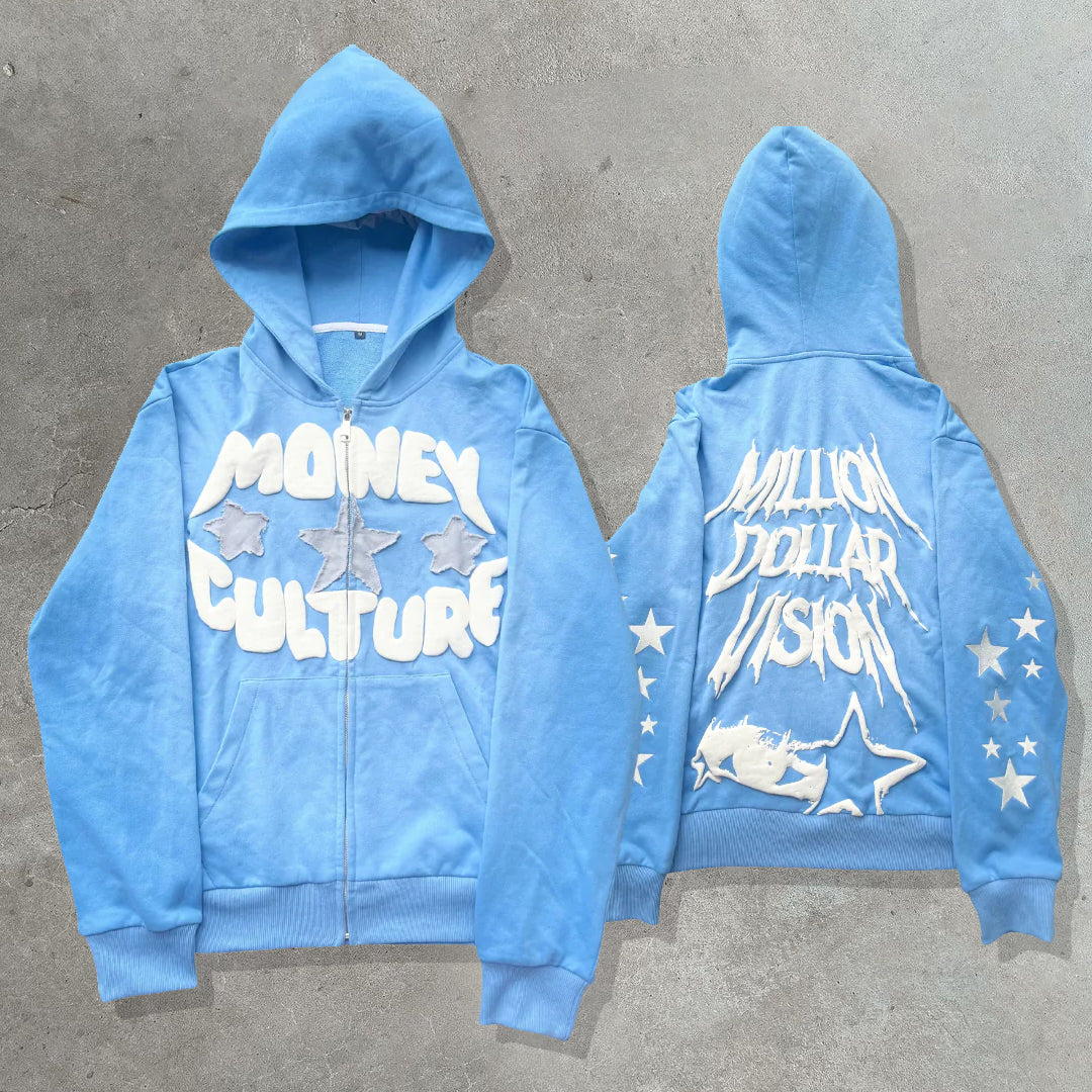 Muchic Millioim dollar vision casual street zip hoodie