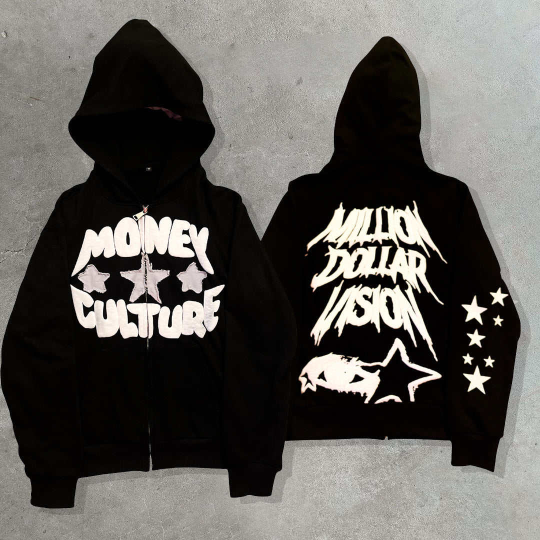 Muchic Millioim dollar vision casual street zip hoodie