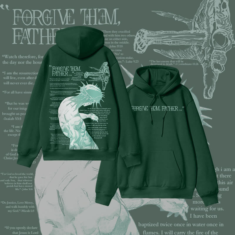 Muchic Fashion Print 'Forgive Them, Dad Bible Verse' Graphic Long Sleeve Hoodie