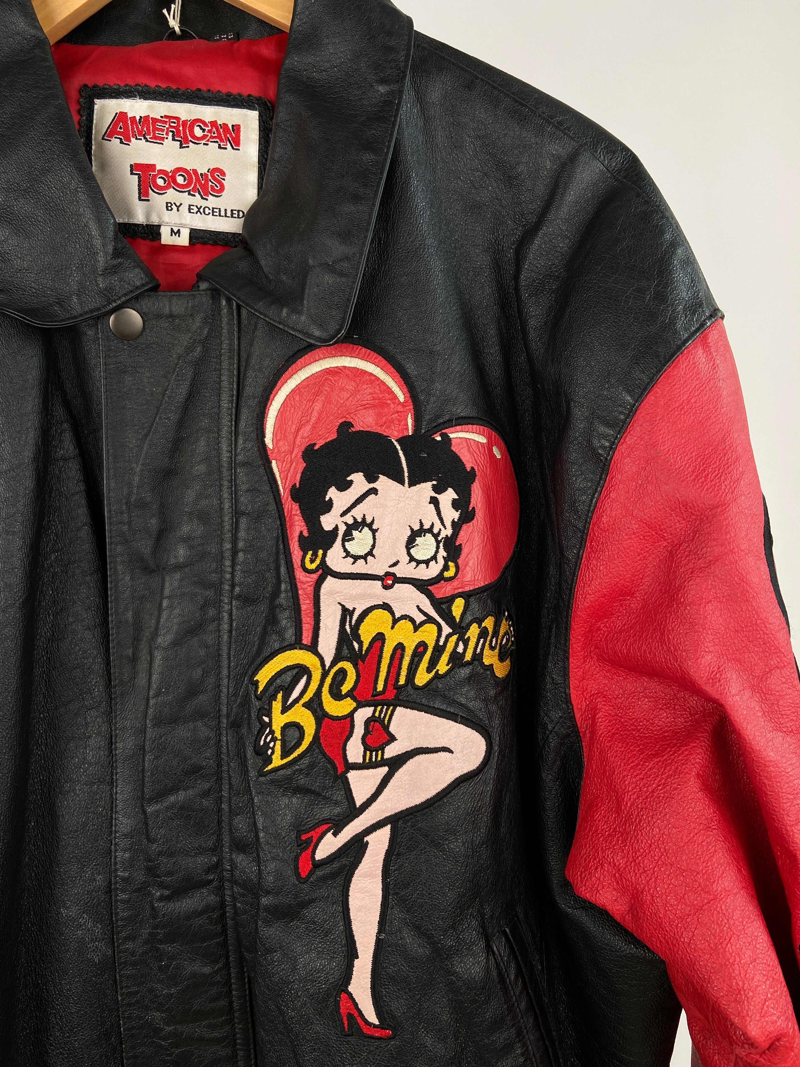 Muchic Unisex ’Betty Boop’ Anime Graphic Print Long Sleeve Baseball Jacket Leather