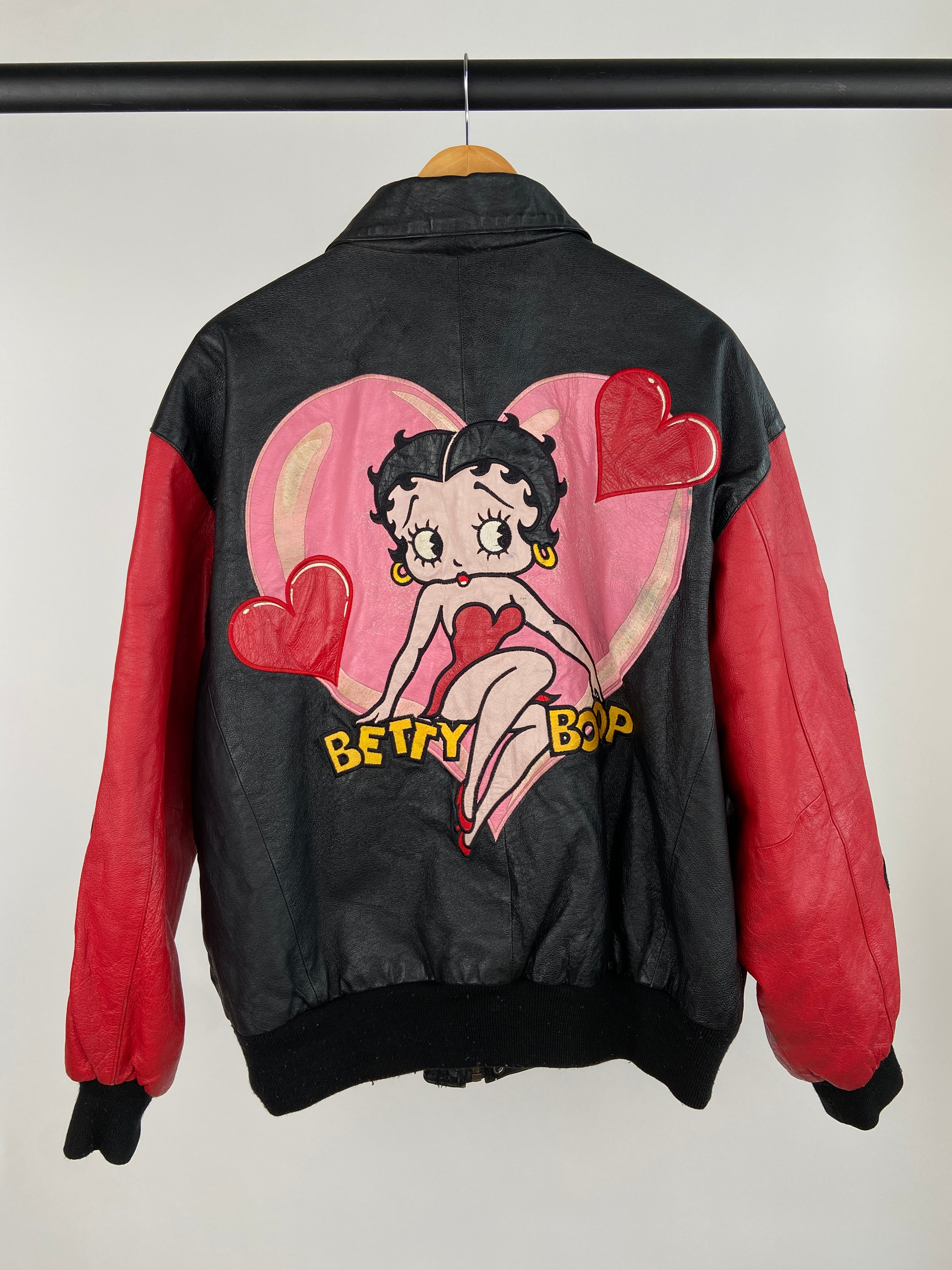 Muchic Unisex ’Betty Boop’ Anime Graphic Print Long Sleeve Baseball Jacket Leather