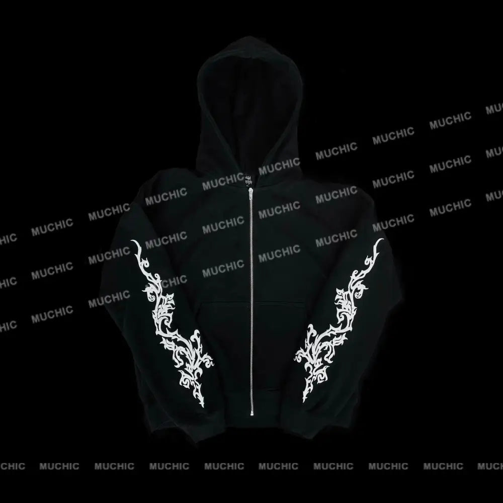 ⏰Limited Time Discount💥Muchic Fashion Unisex ’Fire Thorn’ Embroidered Long-Sleeved Hooded