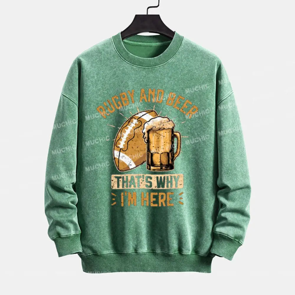 Muchic ’Do You Know Why I’m Here’ Fashion Graphic Print Long Sleeve Crew Neck Sweatshirt Green / S