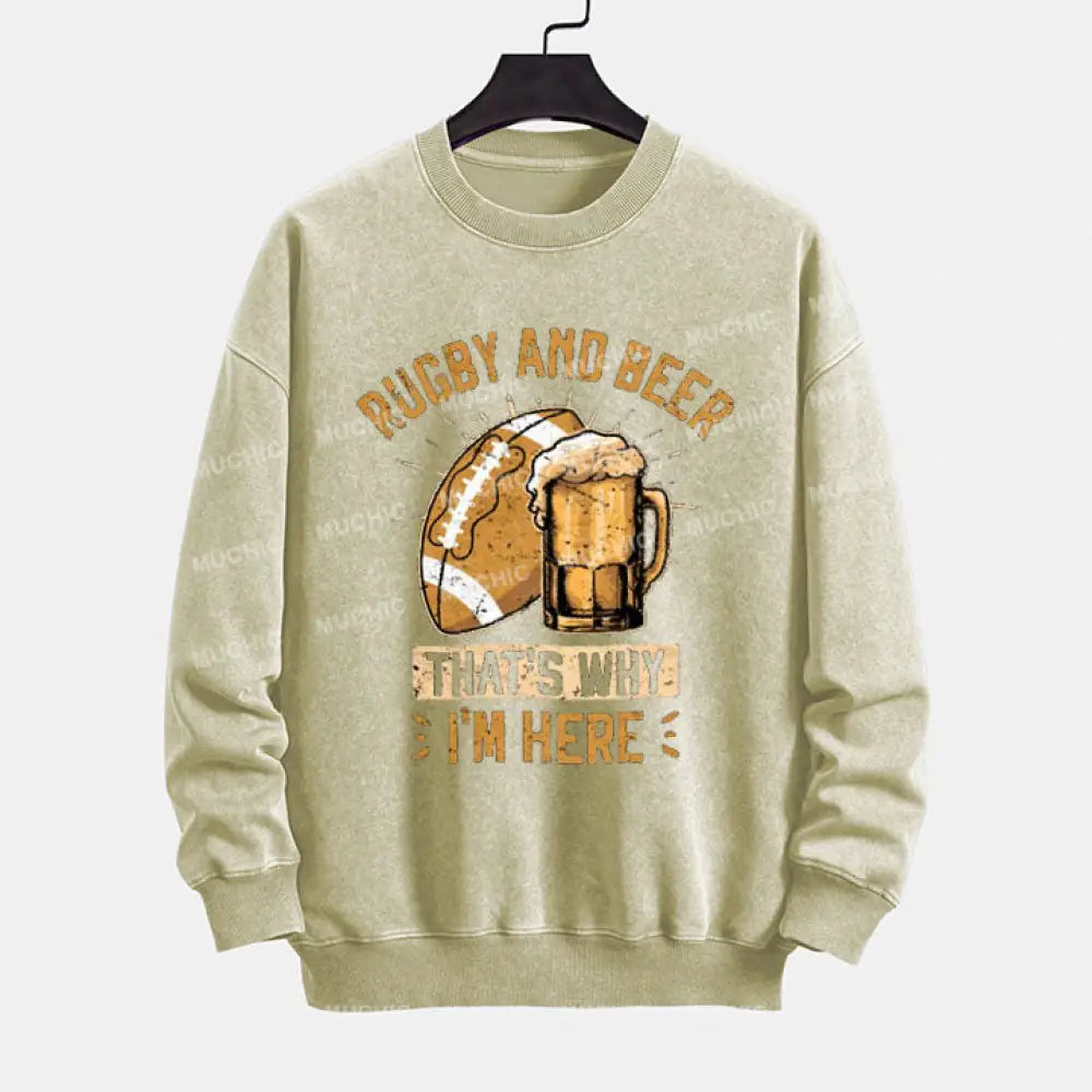 Muchic ’Do You Know Why I’m Here’ Fashion Graphic Print Long Sleeve Crew Neck Sweatshirt Khaki / S